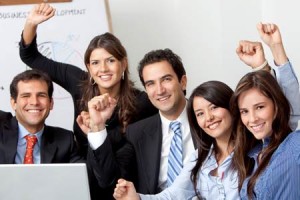 Business people cheering 2
