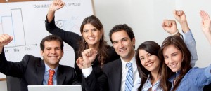 Business people cheering 3