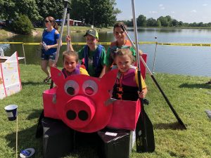 1st national bank morrow cardboard boat regatta piggy bank boat with kids