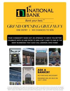 1st national bank grand opening giveaway promo picture
