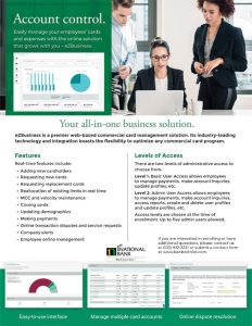 eZBusiness 1st National Bank Overview web-based commercial card management solutions for businesses
