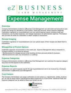 eZBusiness Expense Management 1st National Bank commercial credit card expense management and reimbursement for businesses