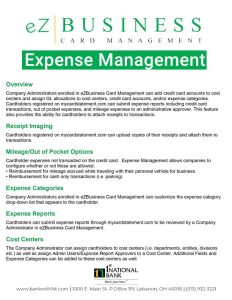 eZBusiness Expense Management 1st National Bank commercial credit card expense management and reimbursement for businesses