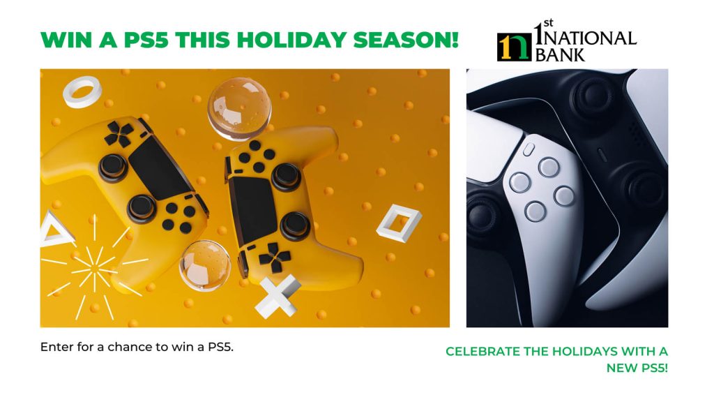 1st national bank centerville holiday giveaway playstation 5 console
