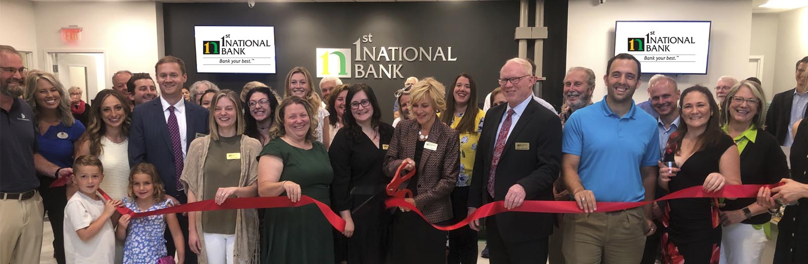 1st National Bank team at headquarters grand opening